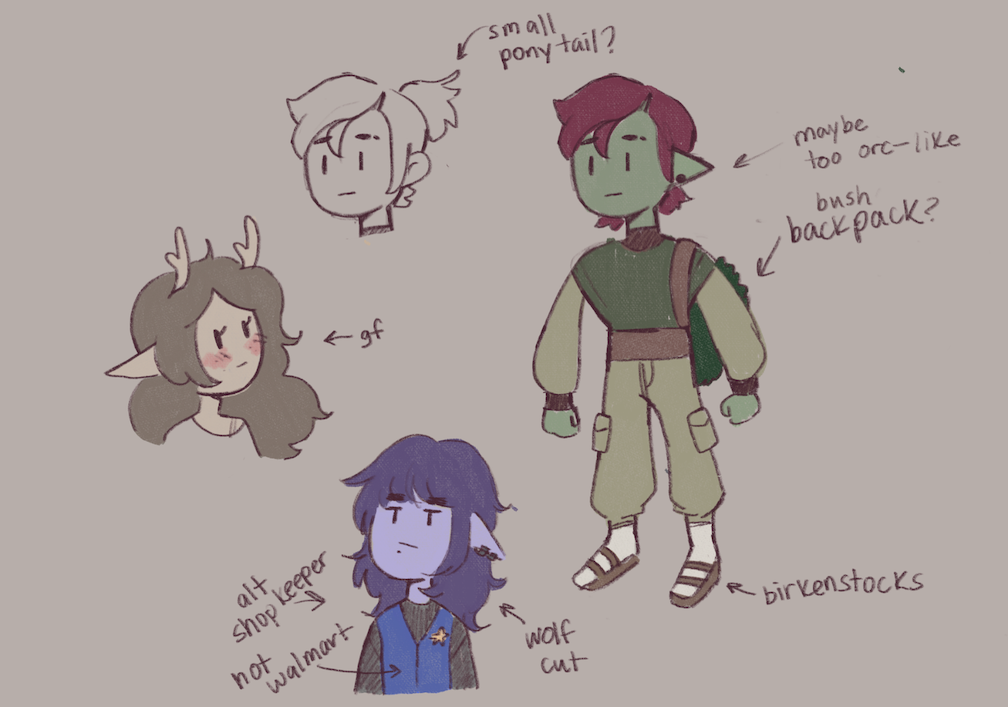Love and Bullets inital concept art of some characters