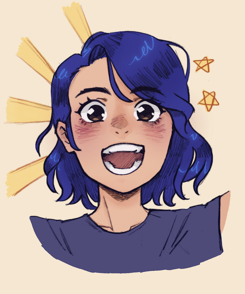 A self portrait in an anime-style