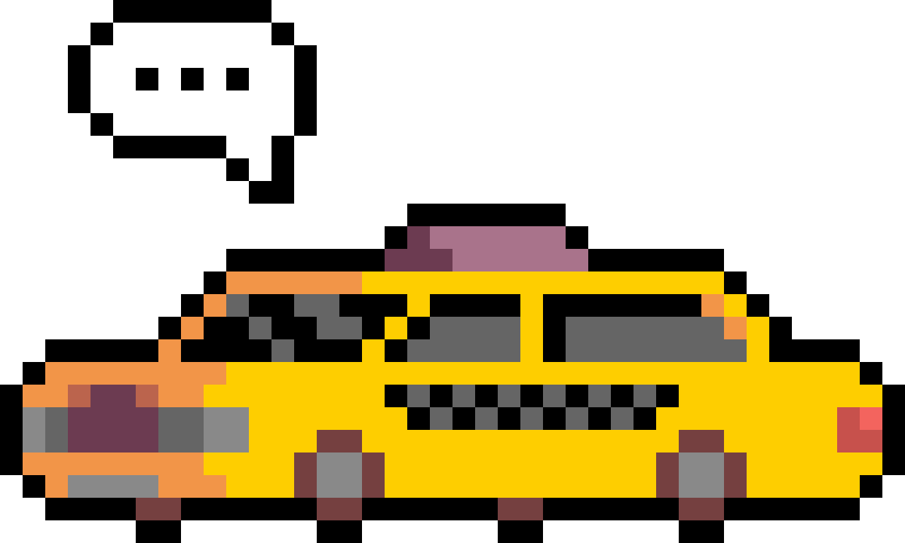 A pixel art icon of a taxi
